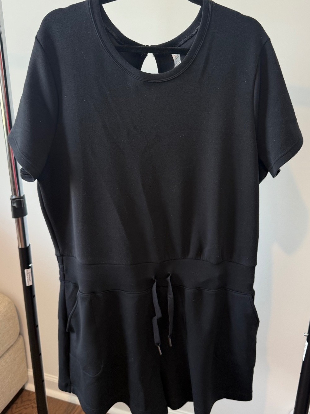 SPANX Black Short-Sleeve Drawstring Romper